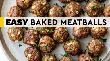 BAKED MEATBALLS | with cauliflower rice, low-carb recipe